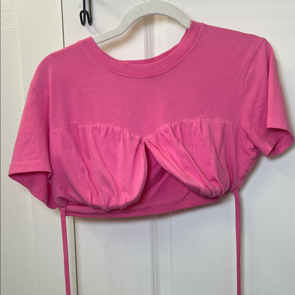 Jacquemus Pink Ruched Crop Top